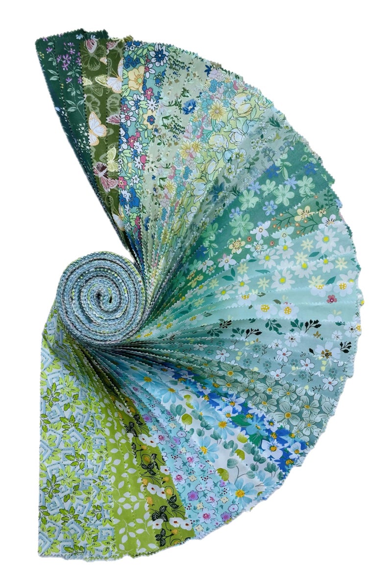 LENAILIN Jelly Roll Fabric - 20 Assorted Floral Prints  100% Cotton Quilting Fabric  40 Pre-Cut Strips (2.5 x 44 Inch) for Quilting  Sewing  and DIY Projects-Spring Sprouts - Image 2